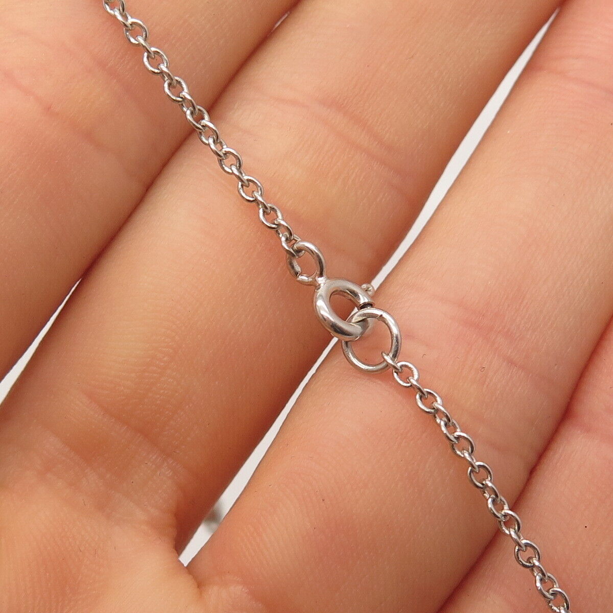 925 Sterling Silver C Z Station Cable Chain Necklace 26"