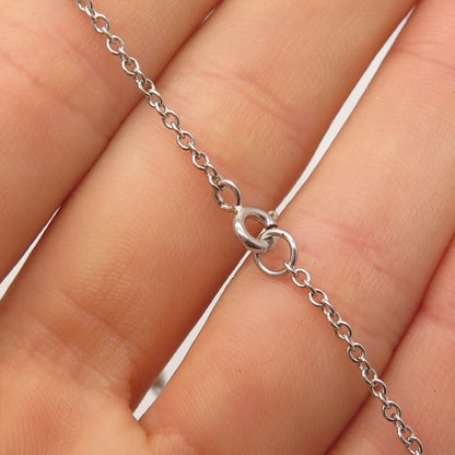 925 Sterling Silver C Z Station Cable Chain Necklace 26"