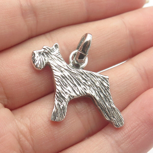 925 Sterling Silver Vintage Ribbed Dog Pendant