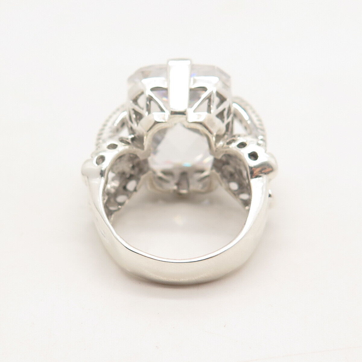 925 Sterling Silver Radiant-Cut C Z Ring Size 7.5