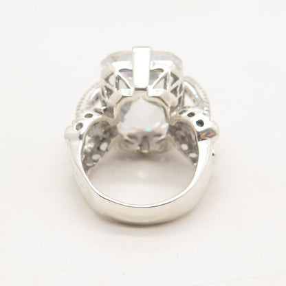 925 Sterling Silver Radiant-Cut C Z Ring Size 7.5