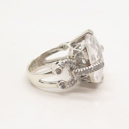 925 Sterling Silver Radiant-Cut C Z Ring Size 7.5