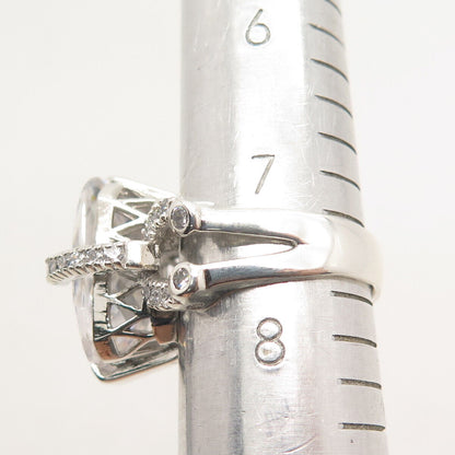 925 Sterling Silver Radiant-Cut C Z Ring Size 7.5