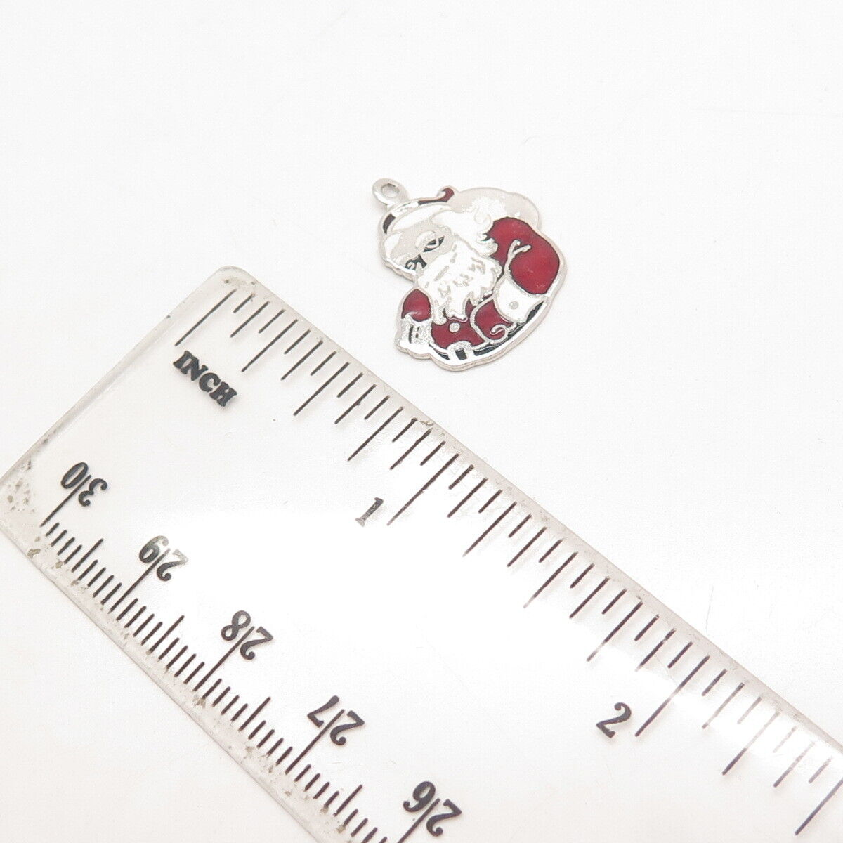 925 Sterling Silver Vintage Beau Enamel Santa Claus 1985 Charm Pendant