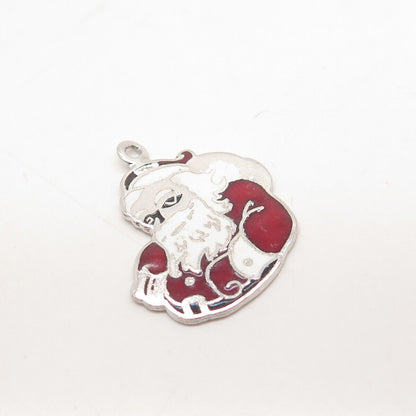 925 Sterling Silver Vintage Beau Enamel Santa Claus 1985 Charm Pendant