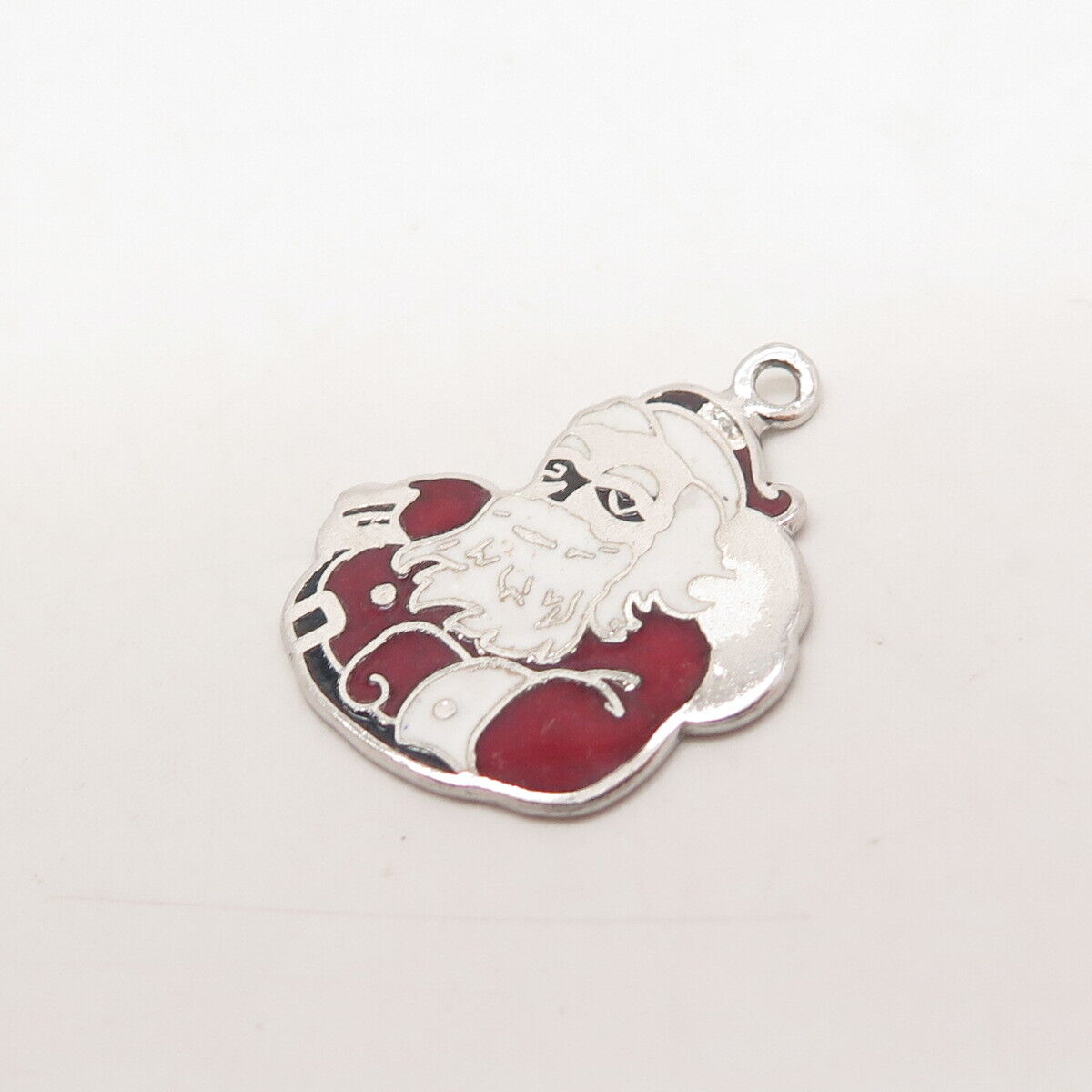 925 Sterling Silver Vintage Beau Enamel Santa Claus 1985 Charm Pendant