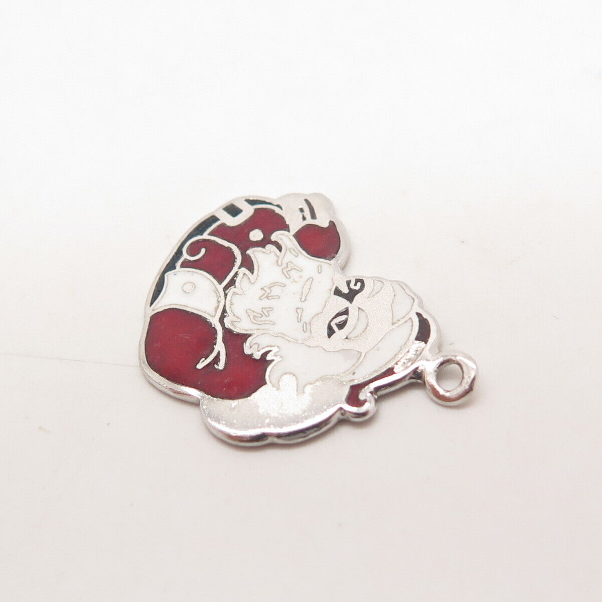 925 Sterling Silver Vintage Beau Enamel Santa Claus 1985 Charm Pendant