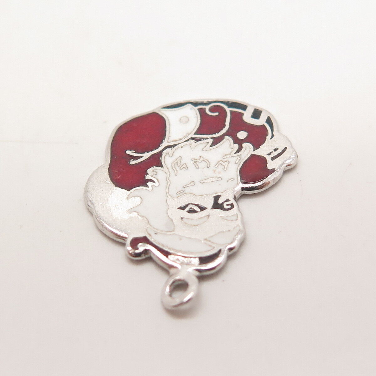 925 Sterling Silver Vintage Beau Enamel Santa Claus 1985 Charm Pendant