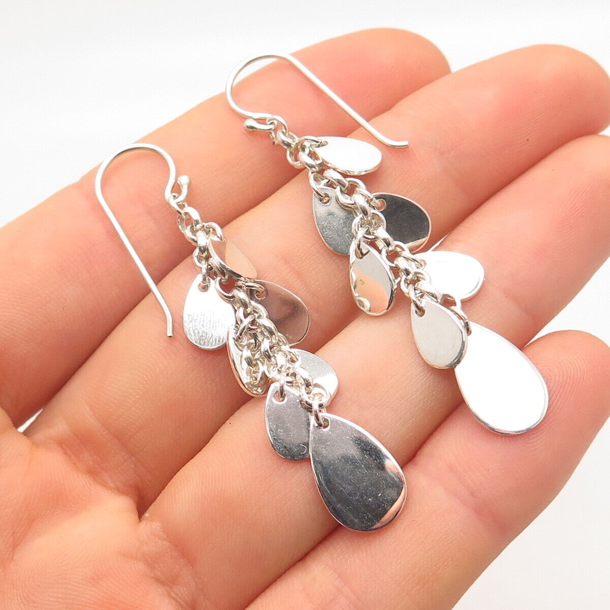 925 Sterling Silver Cluster Dangling Earrings