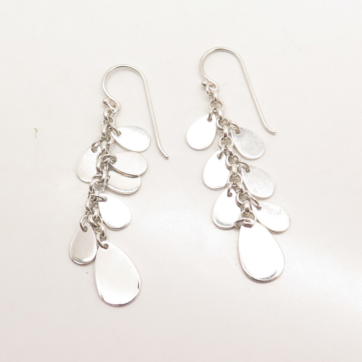 925 Sterling Silver Cluster Dangling Earrings