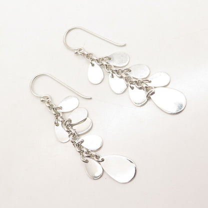 925 Sterling Silver Cluster Dangling Earrings