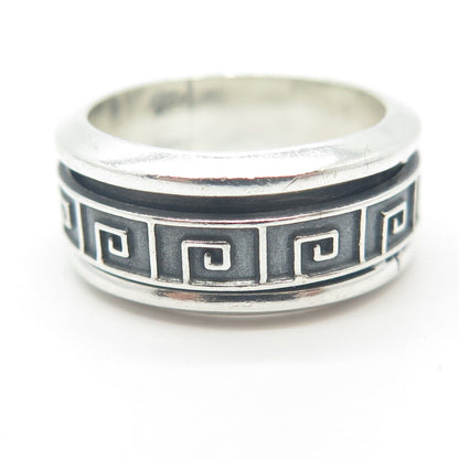 925 Sterling Silver Vintage Greek Maze Rotating Band Ring Size 8.5