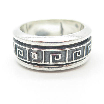 925 Sterling Silver Vintage Greek Maze Rotating Band Ring Size 8.5