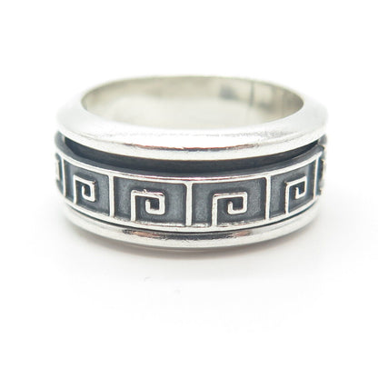 925 Sterling Silver Vintage Greek Maze Rotating Band Ring Size 8.5