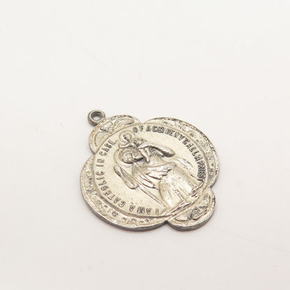 925 Sterling Silver Antique Creed St. Christopher Religious Pendant