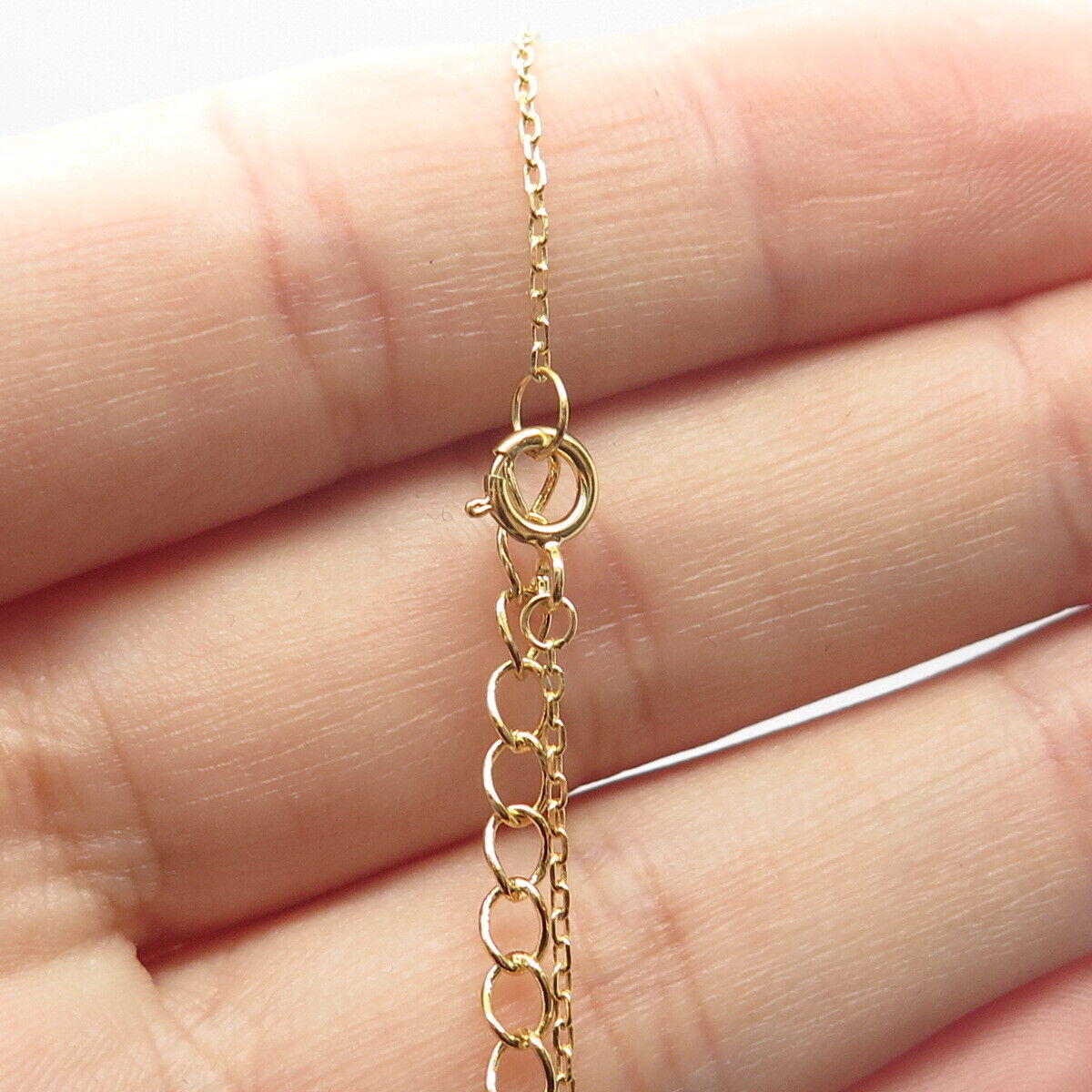 925 Sterling Silver Gold Plated Multi-Color C Z Rolo Chain Necklace 16"