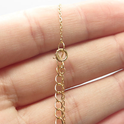 925 Sterling Silver Gold Plated Multi-Color C Z Rolo Chain Necklace 16"