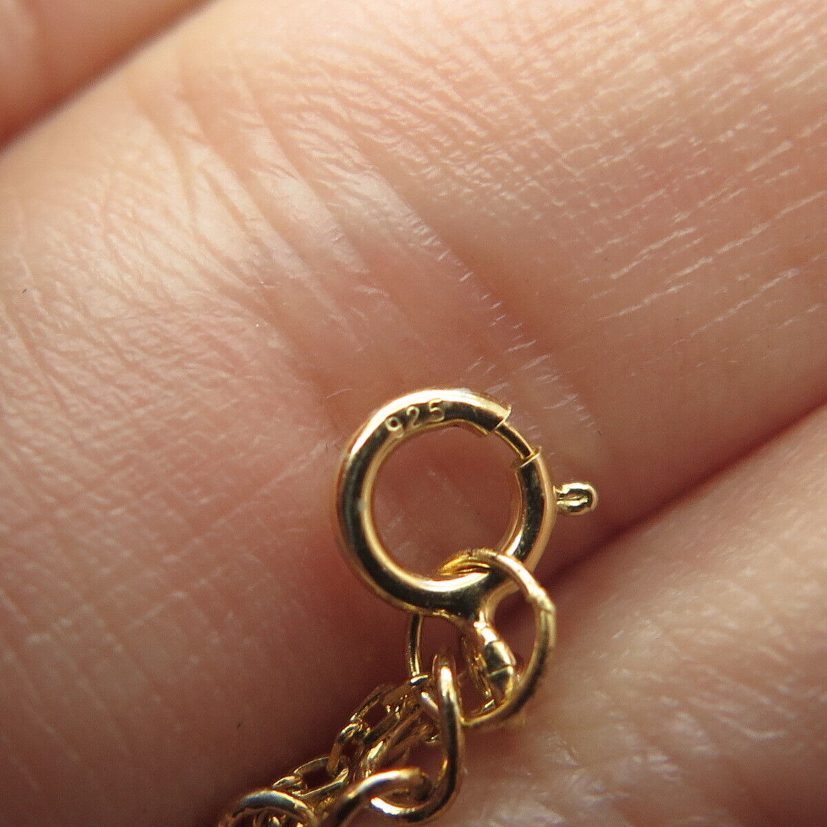 925 Sterling Silver Gold Plated Multi-Color C Z Rolo Chain Necklace 16"