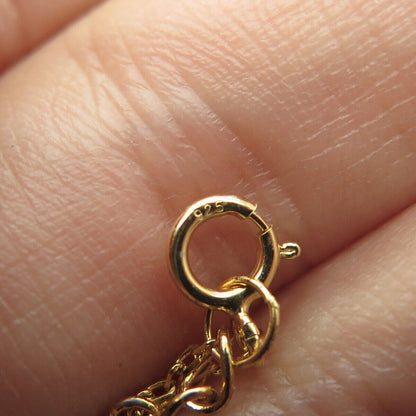 925 Sterling Silver Gold Plated Multi-Color C Z Rolo Chain Necklace 16"