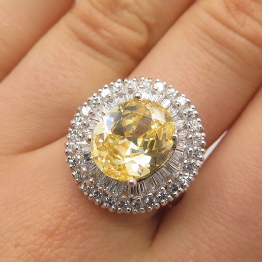 925 Sterling Silver Multi-Color C Z Ring Size 8