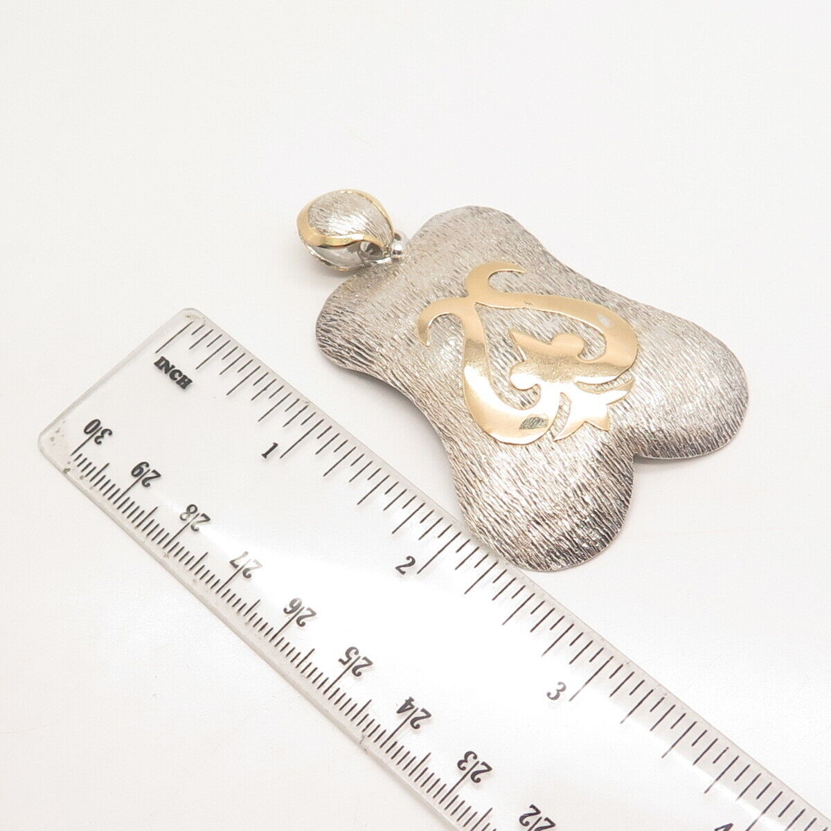 925 Sterling Silver / Gold Filled Vintage Fleur-de-Lis Textured Pendant