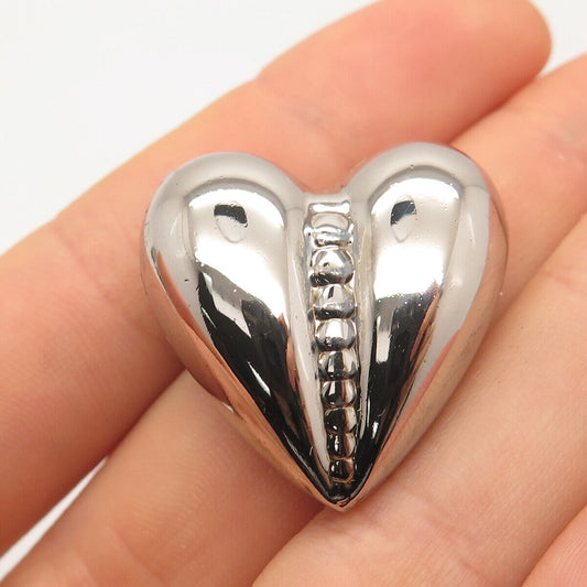 925 Sterling Silver Vintage Graduated Hollow Heart Pendant