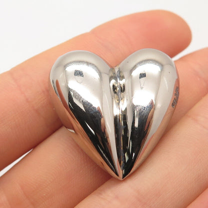 925 Sterling Silver Vintage Graduated Hollow Heart Pendant