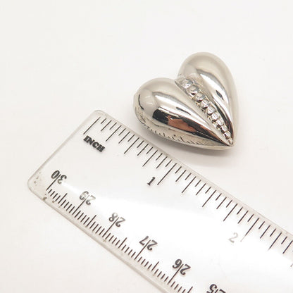 925 Sterling Silver Vintage Graduated Hollow Heart Pendant