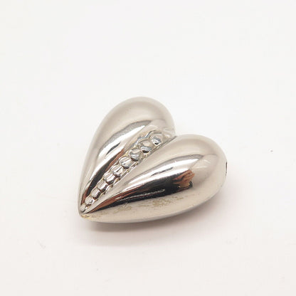 925 Sterling Silver Vintage Graduated Hollow Heart Pendant