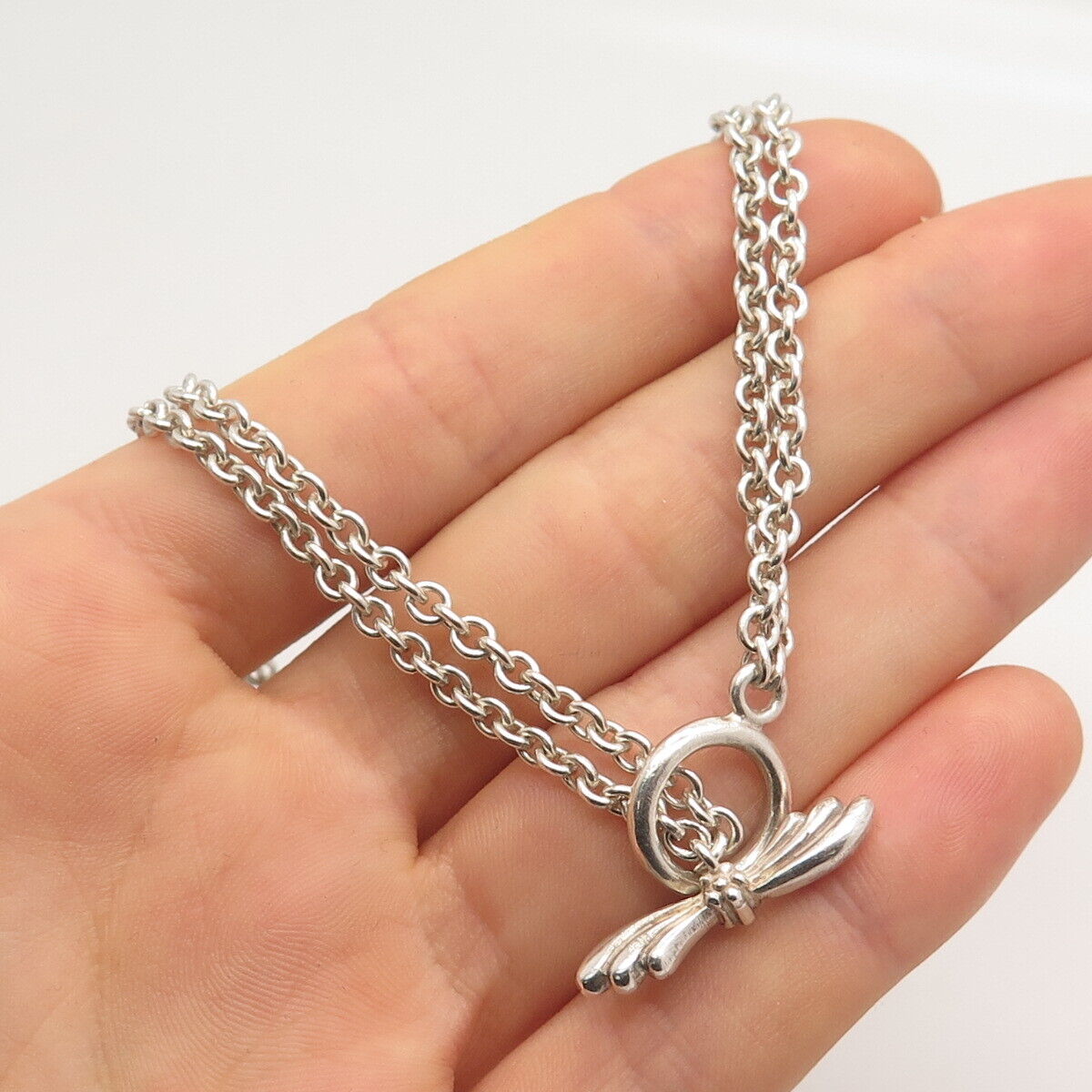 925 Sterling Silver Vintage Double Rolo Chain Necklace 16"