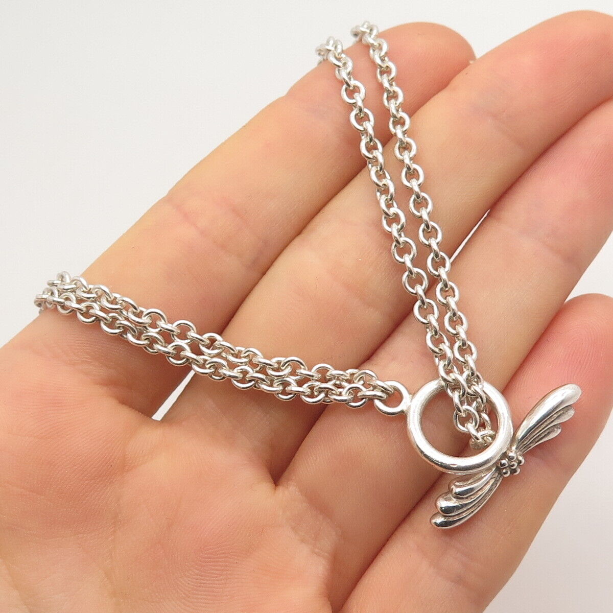 925 Sterling Silver Vintage Double Rolo Chain Necklace 16"