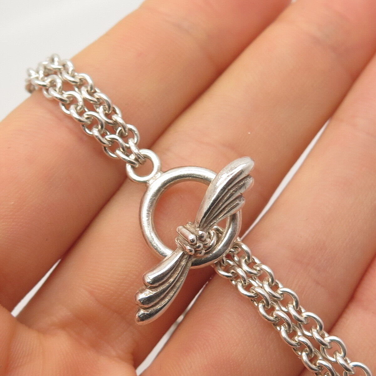 925 Sterling Silver Vintage Double Rolo Chain Necklace 16"