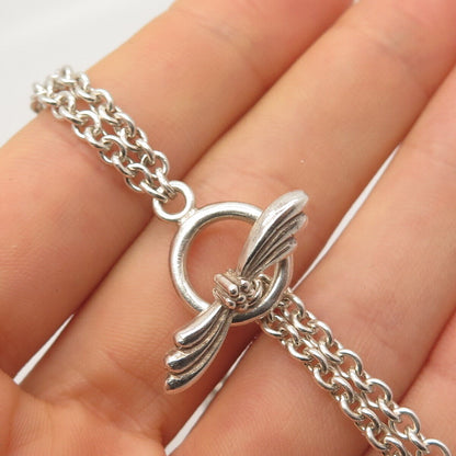 925 Sterling Silver Vintage Double Rolo Chain Necklace 16"