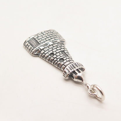 925 Sterling Silver Vintage Mexico JWK Castle Pendant