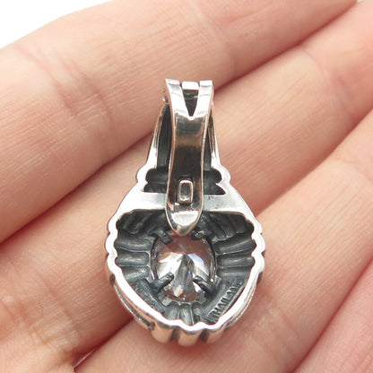 925 Sterling Silver Vintage Chapal-Zenray Inc. C Z Oval Pendant