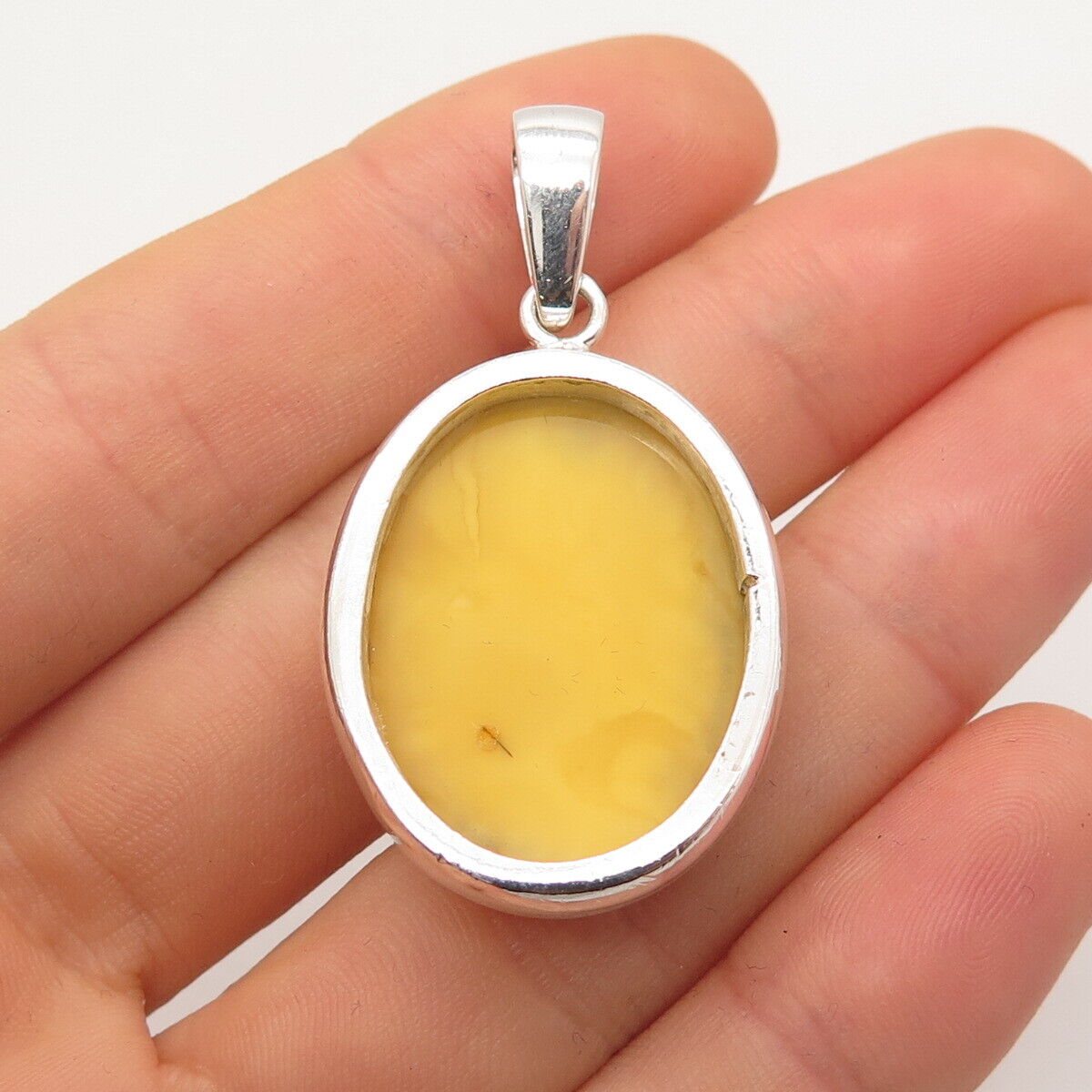 925 Sterling Silver Vintage Real Scottish Amber Pendant