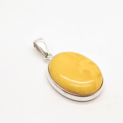 925 Sterling Silver Vintage Real Scottish Amber Pendant