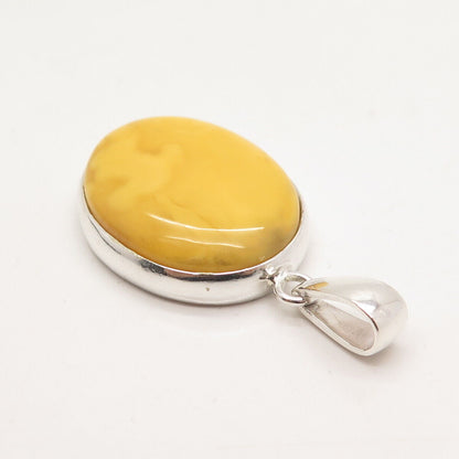 925 Sterling Silver Vintage Real Scottish Amber Pendant