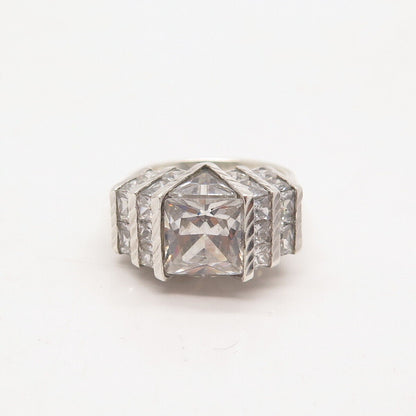 925 Sterling Silver Princess-Cut C Z Ring Size 6