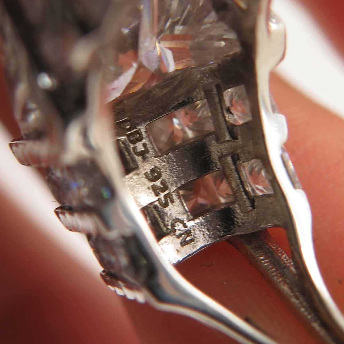 925 Sterling Silver Princess-Cut C Z Ring Size 6