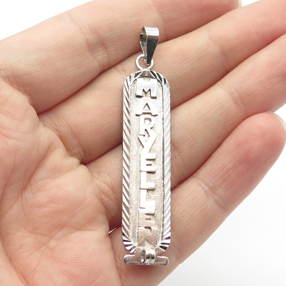 925 Sterling Silver Vintage "Maryellen" Personalized Egyptian Cartouche Pendant