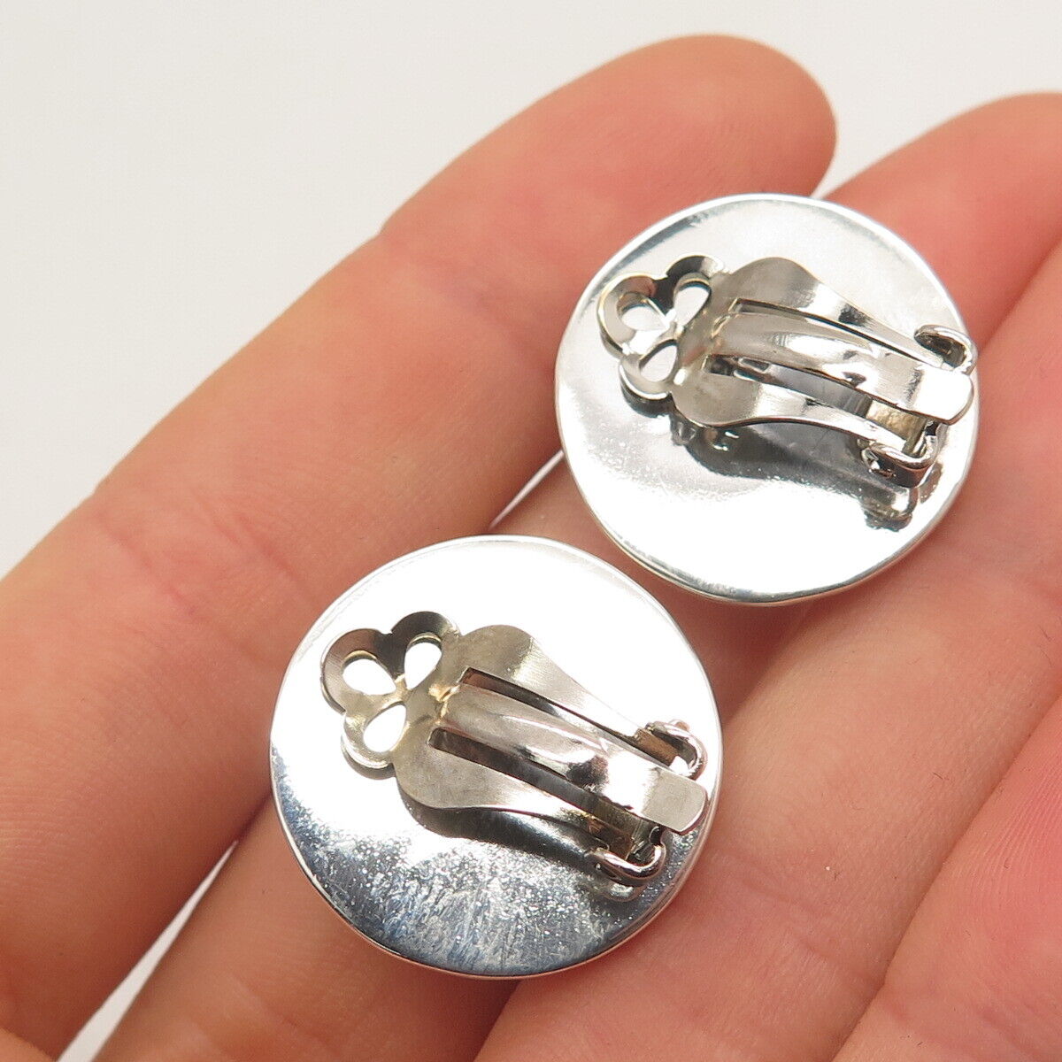 925 Sterling Silver Vintage Mexico Clip On Earrings