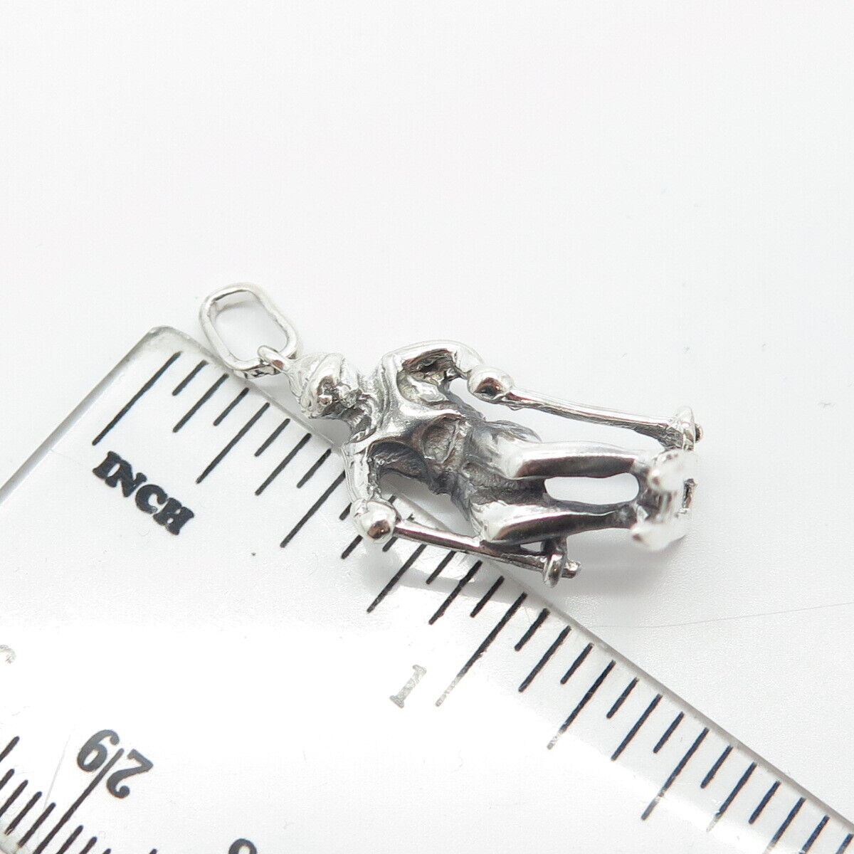 925 Sterling Silver Vintage Skier Charm Pendant