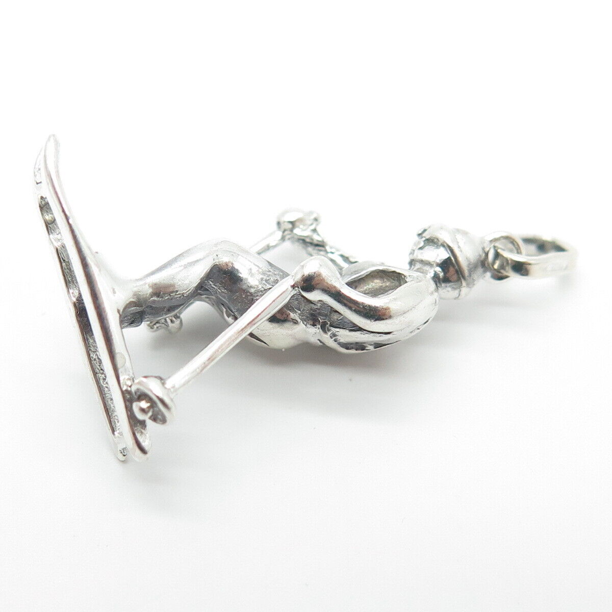 925 Sterling Silver Vintage Skier Charm Pendant