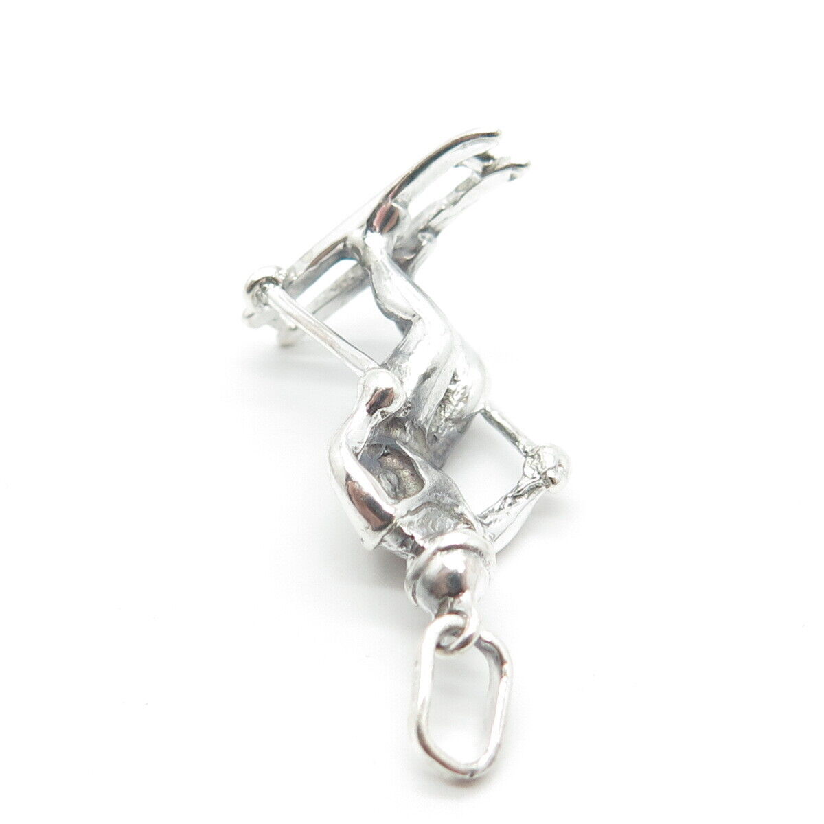 925 Sterling Silver Vintage Skier Charm Pendant