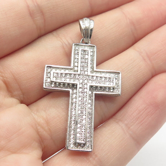 925 Sterling Silver C Z Cross Pendant