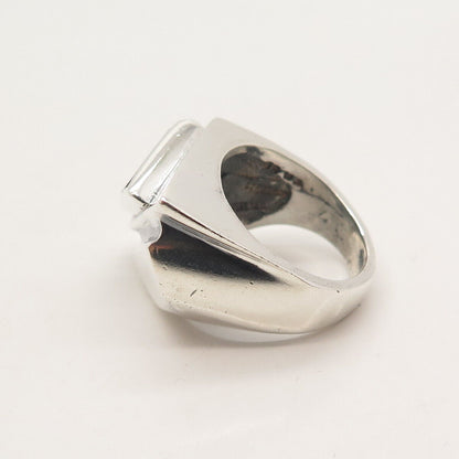 925 Sterling Silver Vintage Real Black Onyx Gemstone Ring Size 8