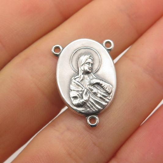 925 Sterling Silver Vintage Religious Theme Slide Pendant