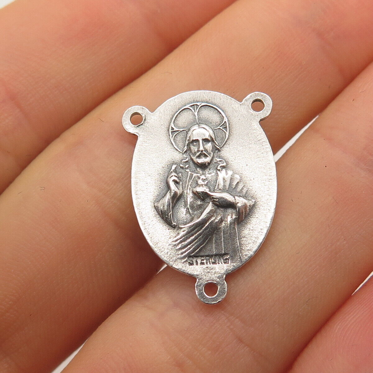 925 Sterling Silver Vintage Religious Theme Slide Pendant