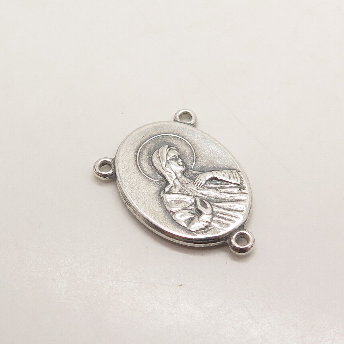 925 Sterling Silver Vintage Religious Theme Slide Pendant